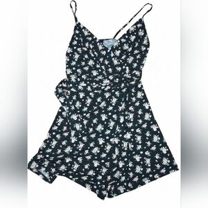 Eclipse Black Romper with Floral Design